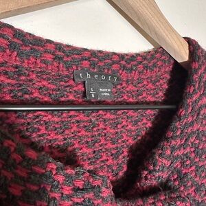 Theory - 100% wool Women's Cowl Neck Sweater in Red and Black